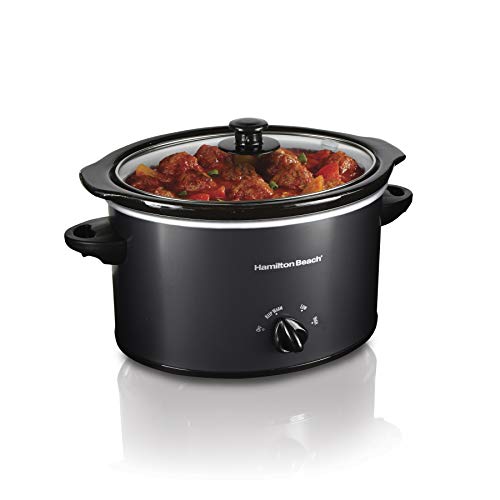 Hamilton Beach 3-Quart Slow Cooker With Dishwasher-Safe Crock & Lid, Matte Black (33231)