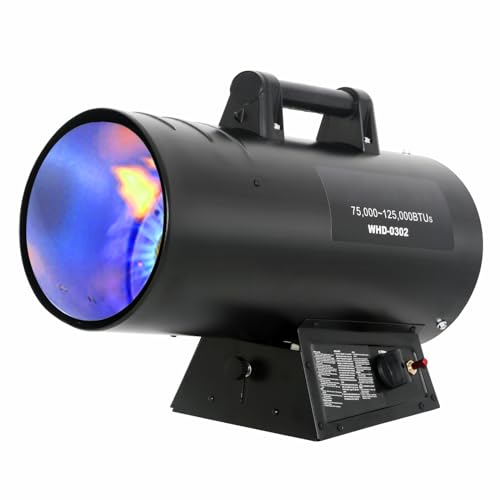 Hykolity 125,000 BTU Forced Air Propane Heater, Adjustable Liquid Propane Torpedo Heater for Garage, Jobsite, and Construction Sites, CSA Listed