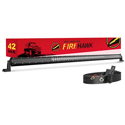 Firehawk LED Light Bar 42 Inch 90,000LM, 2024 New Japanese L-A-B Chips, Spot Flood Combo Beam, Driving Off Road Fog Work for Truck Pickup ATV UTV SUV Cart IP68 Waterproof with 12V Wiring Harness kit