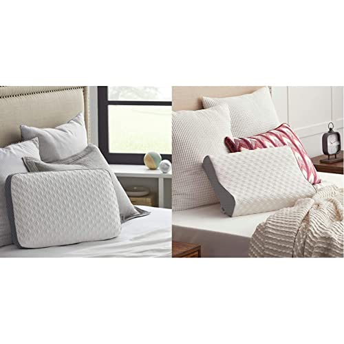 Sealy Molded Memory Foam Pillow, 16 inches x 24 inches x 5. 75 inches, White, Grey & Memory Foam Contour Pillow, Standard, White