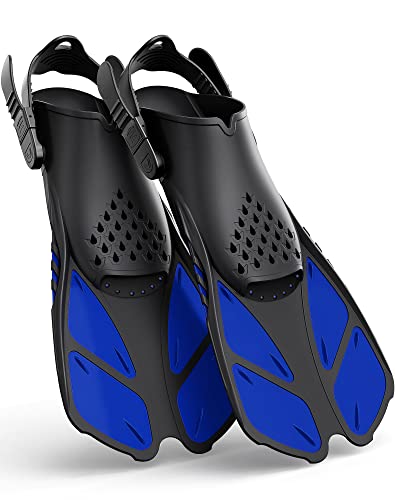 Greatever Snorkel Fins Adjustable Buckles Open Heel Swim Flippers Travel Size Short Swim Fins for Snorkeling Diving Swimming Adult Men Womens