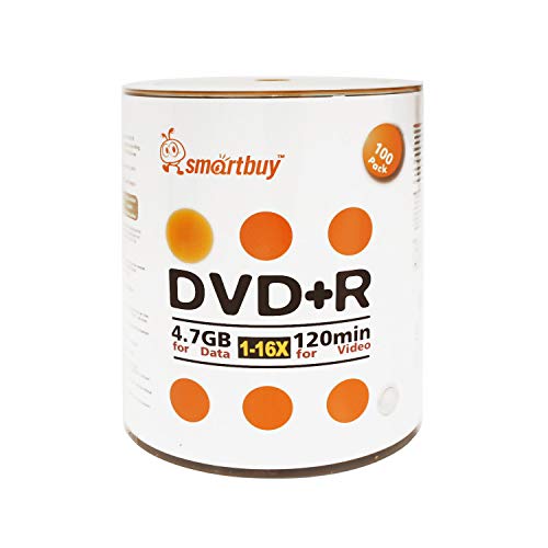 Smart Buy 100 Pack DVD+R 4.7gb 16x Logo Blank Data Video Movie Recordable Disc, 100 Disc 100pk