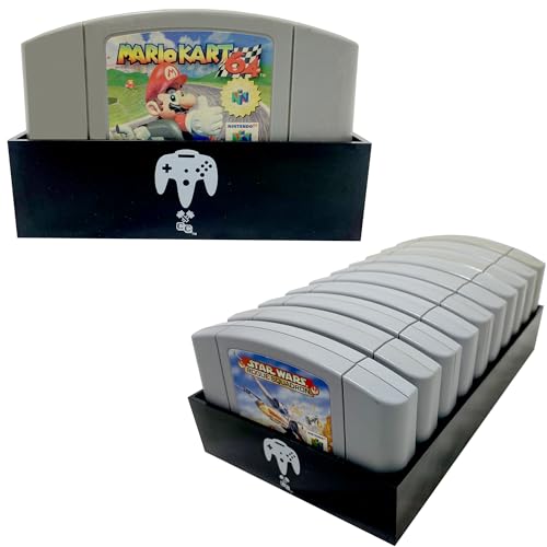 Collector Craft, Black, N64 Compatible Cartridge Holder, N64 Game Tray, Holds 10 Games, Organization, Retro Video Game Collection, Works with Nintendo 64 NTSC and PAL Cartridges