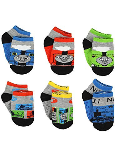 Thomas and Friends Boys 6 pack Gripper Socks (Shoe: 4-7 (Sock: 2-4), Grey/Black/Multi)