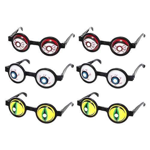 Sewroro 6pcs Halloween Glasses Halloween Dress up Dropping Eyeballs Glasses Halloween Costume Glasses Haunted House Prop Halloween Party For Eyes Crazy Glasses Shine Plastic Child Filler