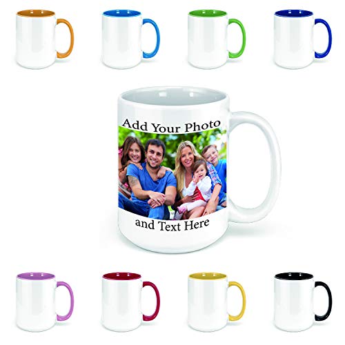 Custom Coffee Mugs - Personalized Coffee Mugs with Photo Text, Customized Ceramic Coffee Mug - Customizable Mug, Funny Mug, Personalized Gifts, Custom Mug with Photo - Add Your Photo - 15oz White