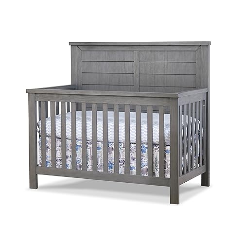 Sorelle Furniture Westley Crib, Classic 4-In-1 Convertible Pannel Crib, Baby Crib Made of Wood, Non-Toxic Finish, Wooden Baby Bed, Toddler Bed, Child’s Daybed-Grigio