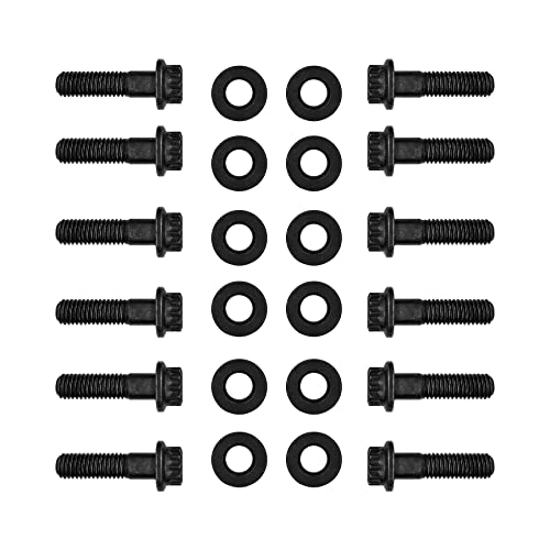 Chromoly Header Bolt Kits Compatible with Chevy Gen III, Chevy LS Series with 4.8, 5.3, 6.0, 6.2 litres, 3/8˝ Wide, Set of 12， Replace # 134-1202