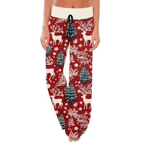 Nightmare Before Christmas Pajamas for Women 2023 Trendy Casual Loose Plus Size Wide Leg Yoga Pants Womens Fashion High Waisted Sweatpants Joggers Fall Clothes Teen Girl Gifts(8A-Hot Pink,Medium)