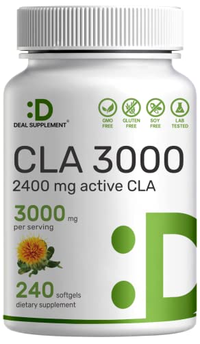 Eagleshine Vitamins Ultra Strength CLA 3000mg | 240 Softgels, Active Conjugated Linoleic Acid from Non-GMO Safflower Oil, Non-Stimulating, Supports Weight Management | Lean Muscle Mass