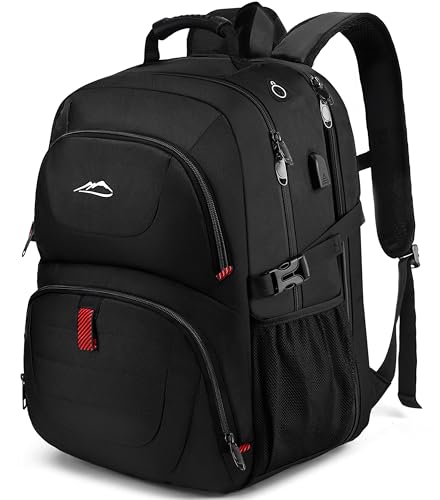 ProEtrade Travel Backpack, Extra Large Laptop Backpack School Business Anti Theft TSA Approved College Work Computer Bag Fits 17 Inch Laptop with USB Charging Port Bookbag for Women Men(Black)
