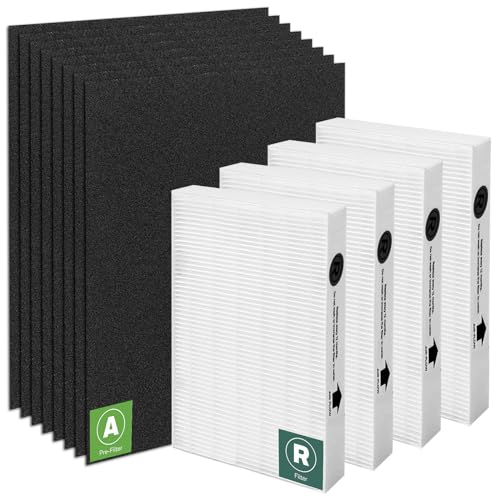 HPA200 Replacement Filters for Honeywell Air Purifier HPA200 HRF-ARVP200 Series,Compatible with HPA200, HPA201, HA202, HPA204, HPA250,HPA5200,4 Ture HEPA R Filter+8 Activated Carbon Pre-Filter A