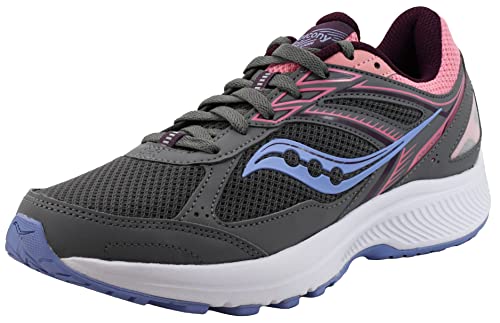 Saucony Women's Cohesion 14 Road Running Shoe, Grey/Pink/Blue, 9 M US