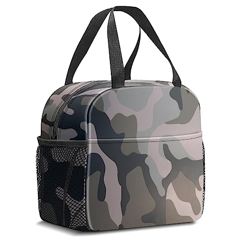 Lunch Bag for Women Insulated Lunch Bag Freezable Lunch Tote Box Reusable Leakproof High Capacity Thermal Cooler Sack Food Handbags Case for Picnic Travel Work (Green Camouflage)