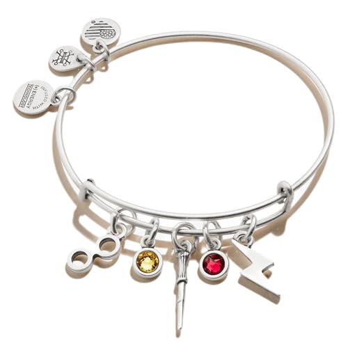 Alex and Ani Harry Potter, Character Expandable Charm Bangle Bracelet, Rafaelian Silver Finish, Red Charm, 2 to 3.5 in