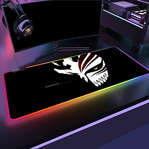 DMTXBDU Gaming Mouse Pads Anime Bleach Kurosaki Ichigo RGB Mouse Pad Computer LED Gaming Gamer Large Mause Pad USB for Keyboard Mice PC Desk Mat L (300X700 mm)