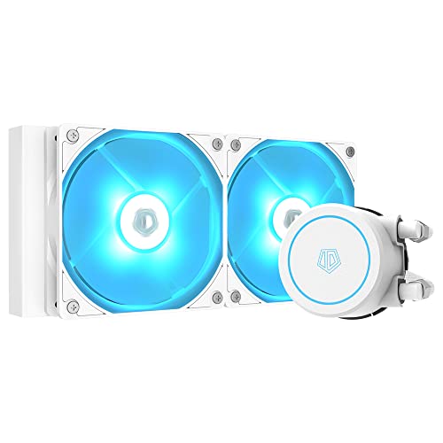 ID-COOLING AURAFLOW X 240 Snow CPU Water Cooler 12V RGB AIO Cooler 240mm CPU Liquid Cooler 2X120mm RGB Fan, Intel 1700/1200/115X/2066, AMD AM4/AM5