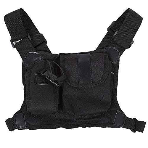 Chest Pocket, Two Way Radio Chest Harness Pack with Adjustable Shoulder Radio Accessory Pouch Holder Carry Case for Production Workshops Construction Sites
