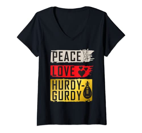 Womens Hurdy-Gurdy Musical Instrument Hurdy-Gurdy Instrument V-Neck T-Shirt