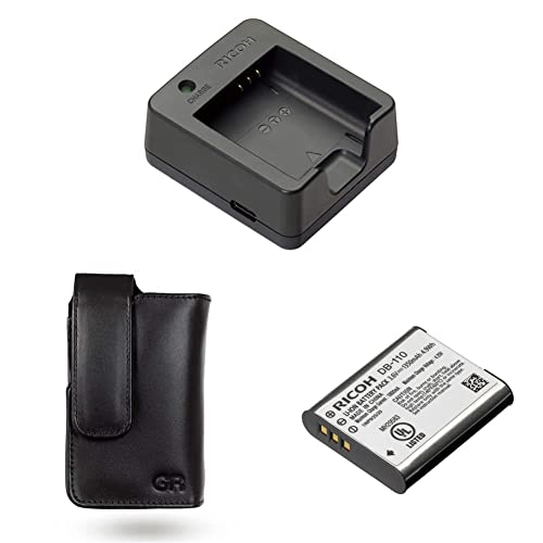 BJ-11 Battery Charger for Db-110 Rechargeable Li-Ion Battery. Ricoh Gr III & WG-6 & Leather Soft case GC-11, Black & DB-110 Rechargeable Li-Ion Battery GR Series WG6 G900 Theta X
