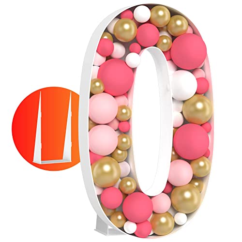 Easy to Assemble Pre-Cut Mosaic Numbers For Balloons - 4FT Number 0 - Marquee Numbers Thick Foam Board Standing Cutouts with Stand - Decoration Supplies for Birthdays, Gracie Corner, Baby Shower