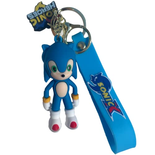 Mikella Design-Keychain, Sonic Keyring, Various Cute Cartoon Figure design Keychain, Sonic Couple Pendant, Cute Bag Pendant Gift for Kids (SONIC BLUE)