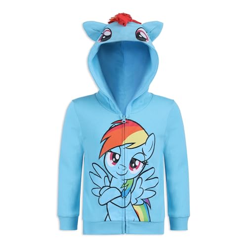Hasbro My Little Pony Girls Rainbow Dash, Twilight Sparkle and Pinkie Pie Zip Up Hoodie for Toddler and Little Kids