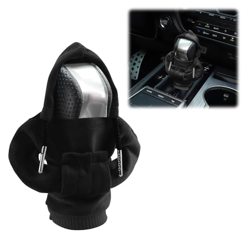 alpmosn Car Gear Shift Cover Fashionable Sweater Desgin, Automative Shift Knob Cover Cute Hoodie Design for Car Gear Shifter Soft Gear Stick Cover Car Interior Accessories(Black)