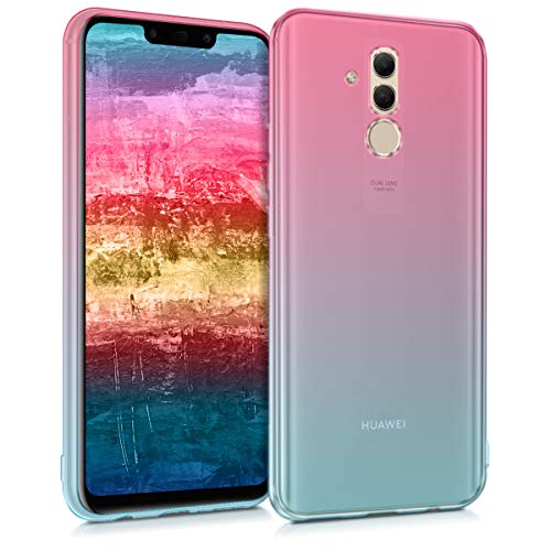 kwmobile Case Compatible with Huawei Mate 20 Lite - Case Transparent Gradient Phone Cover - Bicolor Dark Pink/Blue/Transparent