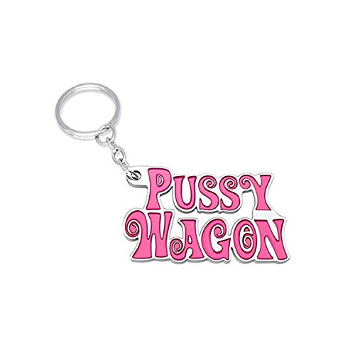 Pussy Wagon Keychain Movie Pink Letter Metal Pendant Keyring