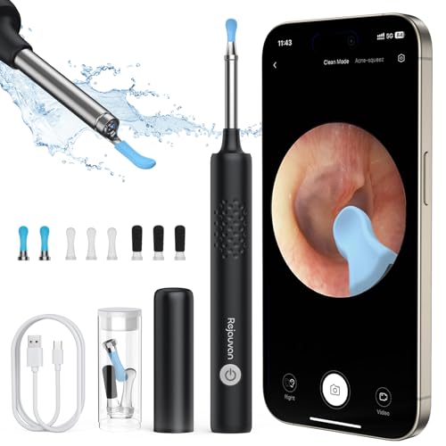 Ear Wax Removal, Ear Cleaner with Camera, Wireless Intelligent Visual Ear Picker, Earwax Removal Tool, 1080P HD Otoscope with 6 LED Lights, Ear Cleaner for iOS & Android (Black)