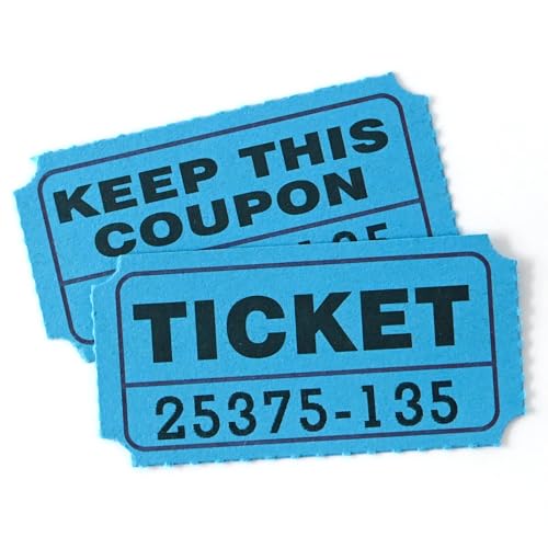 DGBDPACK 100 Raffle Tickets, 50/50 Double Ticket, Bold Numbers for Easy Reading, Ticket for Events, Entry, Class Reward & Prizes -Blue