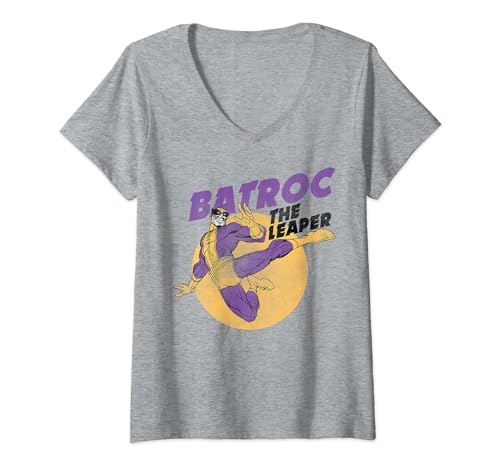Marvel Batroc The Leaper Vintage Circle Portrait V-Neck T-Shirt