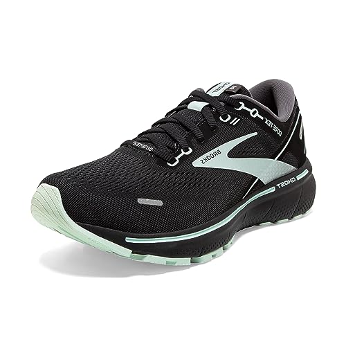 Brooks Women's Ghost 14 GTX Waterproof Neutral Running Shoe - Black/Blackened Pearl/Aquaglass - 7 Medium