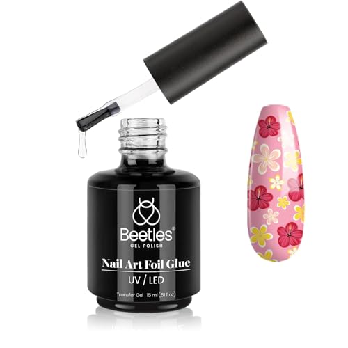 Beetles Nail Art Foil Glue Gel for Foil Stickers Nail Glue Foil Transfer Gel 15ML Foil Glue Gel for Nail Foil Gel Nail Foil Transfer Glue Nail Art Manicure DIY LED Lamp Required Soak Off