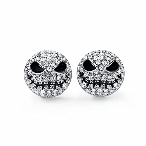 Blingsoul Horror Jack Mare Stud Earrings - Crystal Zirconia Skeleton Night Themed Gothic Halloween Jewelry Promise Gift For Women | [J100056] Nigtmare Christmas