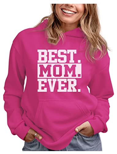 Tstars Best Mom Hoodie Gifts for Wife Mothers Day Sweatshirt Hoodies Funny Sayings Large Pink