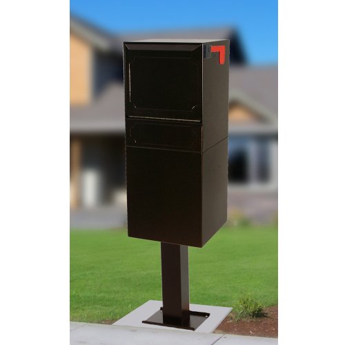 dVault Parcel Protector Vault DVU0050 Locking Mailbox with Top Mount Above Ground Post Included (Black)