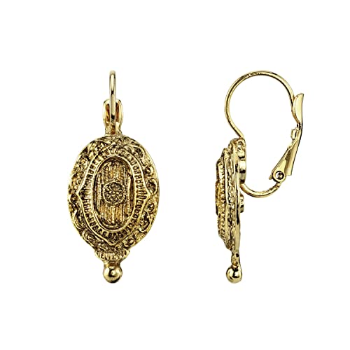 1928 Jewelry Baroque Insignia Oval Drop Earrings, Nickel Free Hypoallergenic