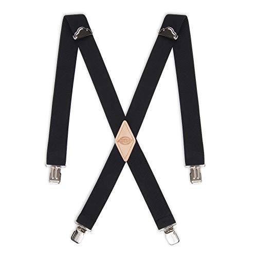 Dickies mens 1-1/4 Solid Straight Clip apparel suspenders, Black, One Size US