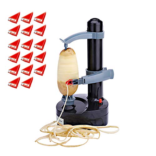 Electric Potato Peeler Automatic Apple Peeler + 18 Replaceable Blades Electric Fruits Vegetables Peeler,COWSTOOK(Black)