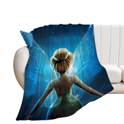 Cute Tin.ker Bell Soft Throw Blankets Fleece Blanket Super Soft Plush Throw Blanket Cozy Fuzzy Bed Blankets Microfiber Flannel Blankets for Couch, Bed, Sofa-60'*80'（150 * 200cm）