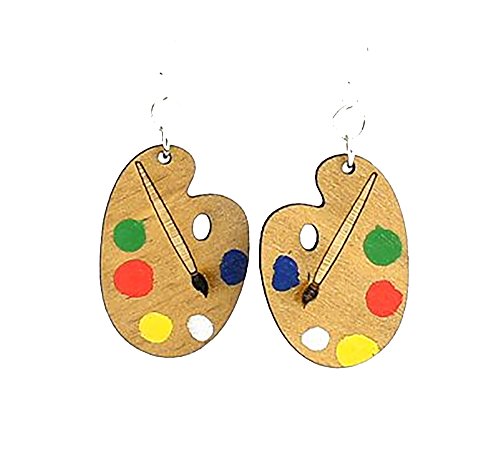 Laser Cut'Painter's Palette' Earrings Made From Sustainably Harvested Wood