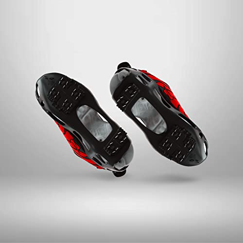 Quadtrek All-Terrain Slip On Traction Cleats Ideal for Snow Hiking Trekking and Mud Compatible with All Shoes Boots Sneakers Sandals and Loafers (Black Large)