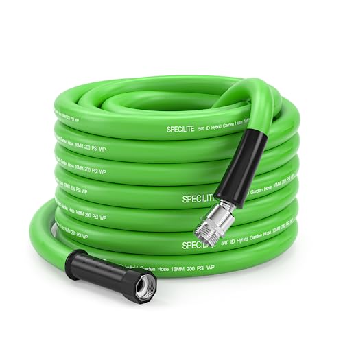 SPECILITE 50 FT Garden Hose No Kink with Universal Joint, Flexible Potable Water Hose with Swivel Grip, Drinking Water Safe, Lightweight Hoses for Yard, RV, Boat, Outdoor