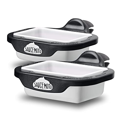 Saucemoto Dip Clip | An in-car sauce holder for ketchup and dipping sauces. As seen on Shark Tank (2 Pack, Black)