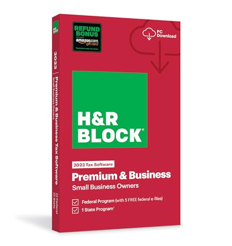 H&R Block Tax Softrware Premium & Business 2023 with Refund Bonus Ofer (Amazon Exclusive) (Physical Code by Mail)