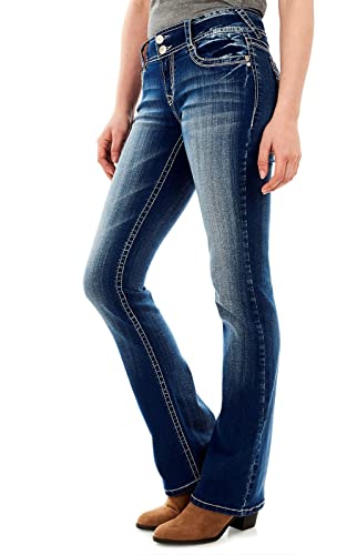 WallFlower Women's Luscious Curvy Bootcut Mid-Rise Insta Stretch Juniors Jeans (Standard and Plus), Jenna, 13 Long