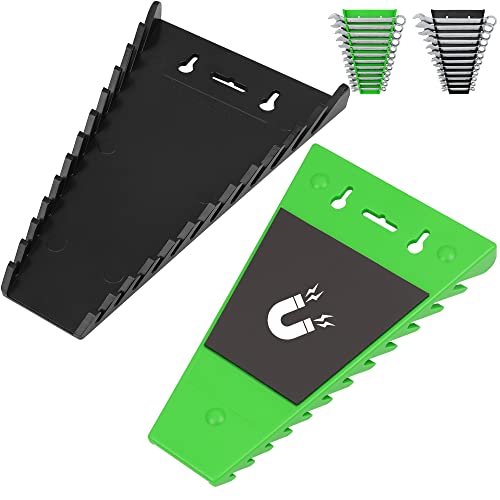 SWANLAKE 2Pack Magnetic Wrench Organizer wrench rack Tool Trays, Premium Quality Wrench Holder SAE(1/4' - 1/16') and Metric(6mm-24mm)