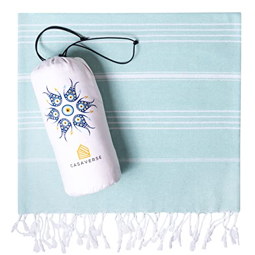 CASAVERSE Turkish Beach Towel, 100% Cotton Quick Dry Sand Free Beach Towels, Travel Turkish Towel